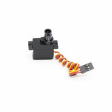 RC servo motor with black housing and multi-colored wire lead