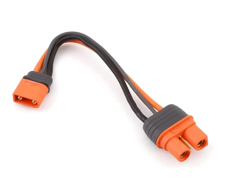 RC battery adapter cable with IC3 plug and IC2 socket, orange and black leads