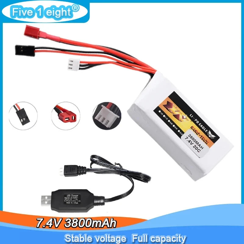7.4V 3800mAh 20C Lipo Battery For BAJA 5B 5T 5SC RC Car Model Gasoline Receiver