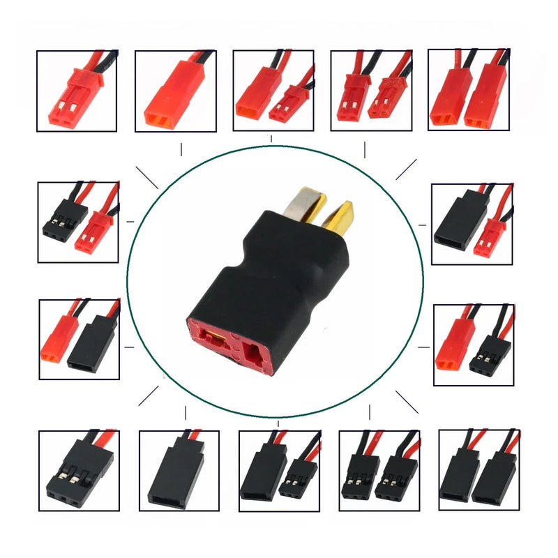 T-plug Deans M/F Battery Power Adapter JST JR Futaba in-line Connector LED FPV