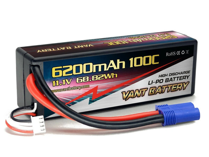 VANT 6200MAH 3S 11.1 100C LIPO BATTERY EC5 HARD CASE ARRMA POWERHOBBY GENS ACE
