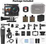 Brave 4 Action Camera with Selfie Stick Tripod and Carrying Case Bundle - 4K30 2
