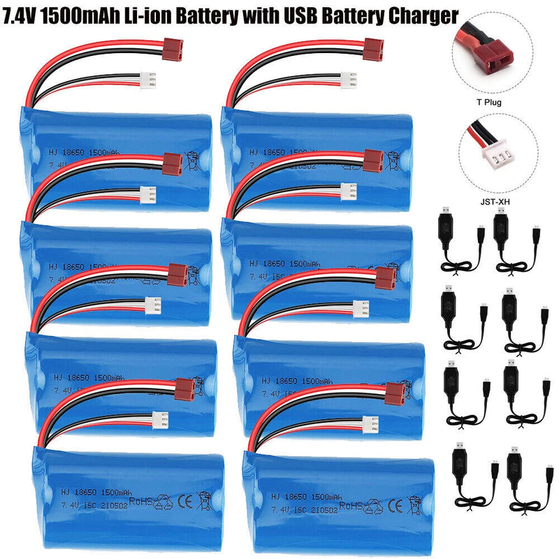 7.4V 1500mAh Li-ion Battery with USB Battery Charger for WLtoys 4WD Rc Cars Part