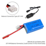 1x 400mAh 7.4V 30C 2S LiPo Battery w/ JST Plug for Micro Quadcopter FPV RC Drone Battery