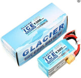 Glacier ICE LiPo battery pack, blue 4S 1300mAh with red/black connector wires