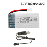 1Pcs 3.7V 380mAh LiPo Battery with USB for Syma X3 Hubsan X4/H107d F180 RC Drone