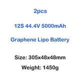 2pcs HRB 12S 5000mAh 100C Graphene Lipo Battery for RC Car Helicopter Drone Car