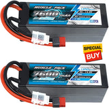 NHX Muscle Pack 4S 14.8V 7600mAh 75C Hard Case Lipo Battery (2) w/ DEANS Connctr Battery