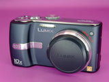 Panasonic Lumix DMC-TZ1 NAVY BLUE 5MP 10x Zoom Digital Camera - Tested & Works!