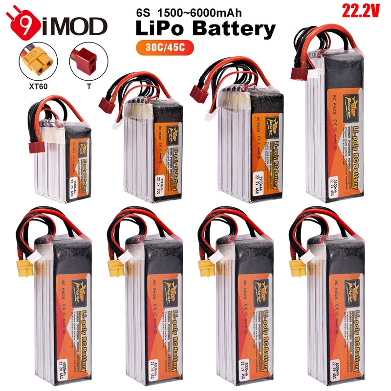 RC Battery 6S 22.2V 1500/2200/3500/4000/4500/5000/6000mAh For RC Drone Car Boat