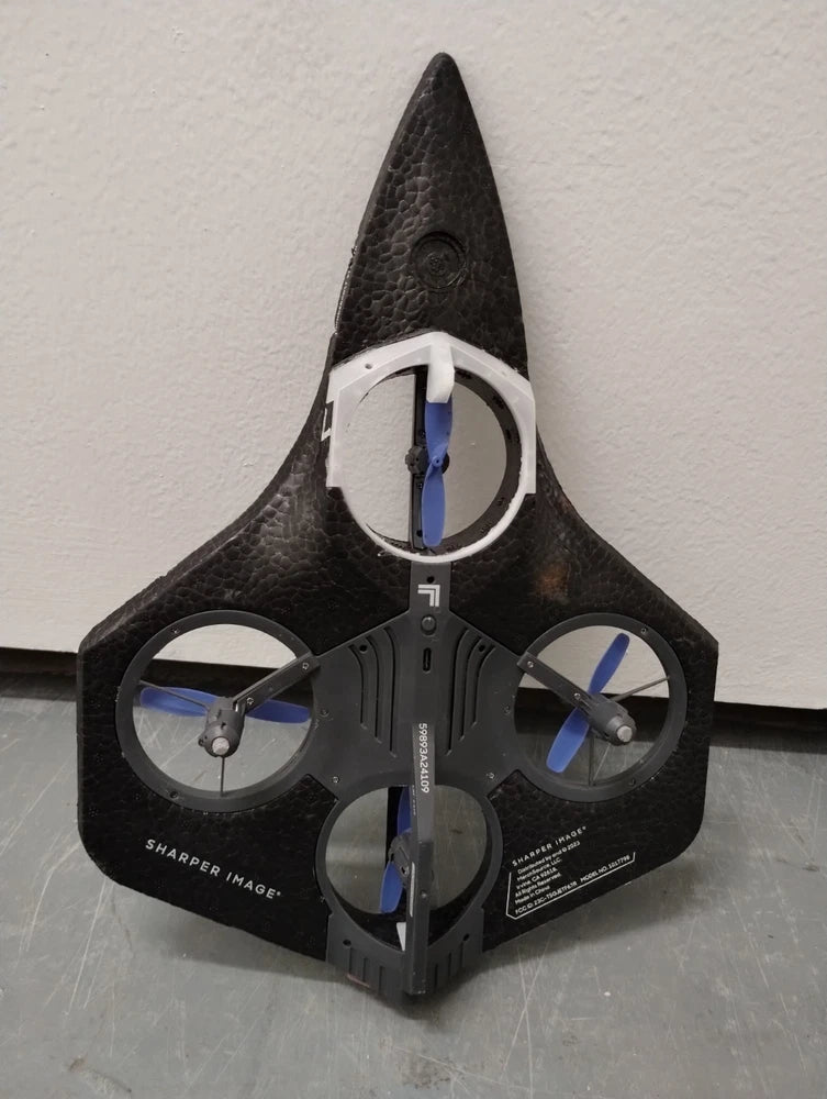 Sharper Image stealth drone with three blue propellers, compact black frame