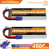 2pcs 11.1V 3S 4500mAh EC5 LiPo Battery for RC  Car Truck Buggy Boat Racing FPV