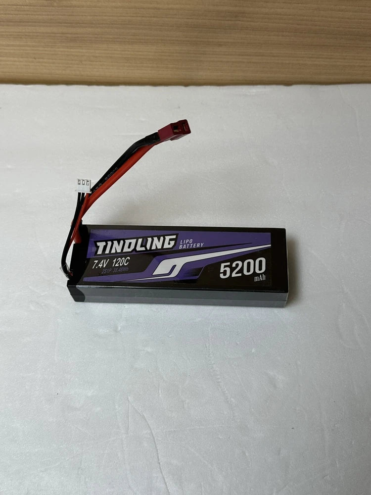 Tindling 2S 7.4V 5200mAh 120C Lipo Battery T-plug For RC Car Losi Redcat Battery