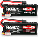 7.4V 70C 6200Mah 2S Lipo Battery Hard Case with Tracxas Plug for RC Car RC Helic