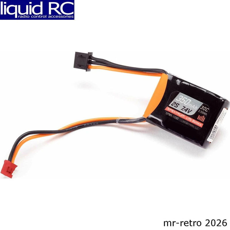 RC LiPo battery pack, 2S 7.4V 350mAh 30C, with orange/black balance leads
