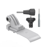 Drone action camera adapter mount with bracket, expansion screw, and small parts