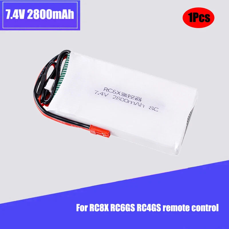 1Pack 7.4V 2S 2800mAh 8C LiPO Battery JST +Futaba type Plug for RC8X RC6GS RC4GS