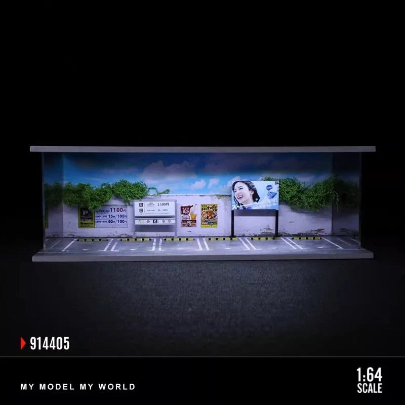 1/64 Diorama Garage Building Model LED Model E Refreshing Summer Collecting gift