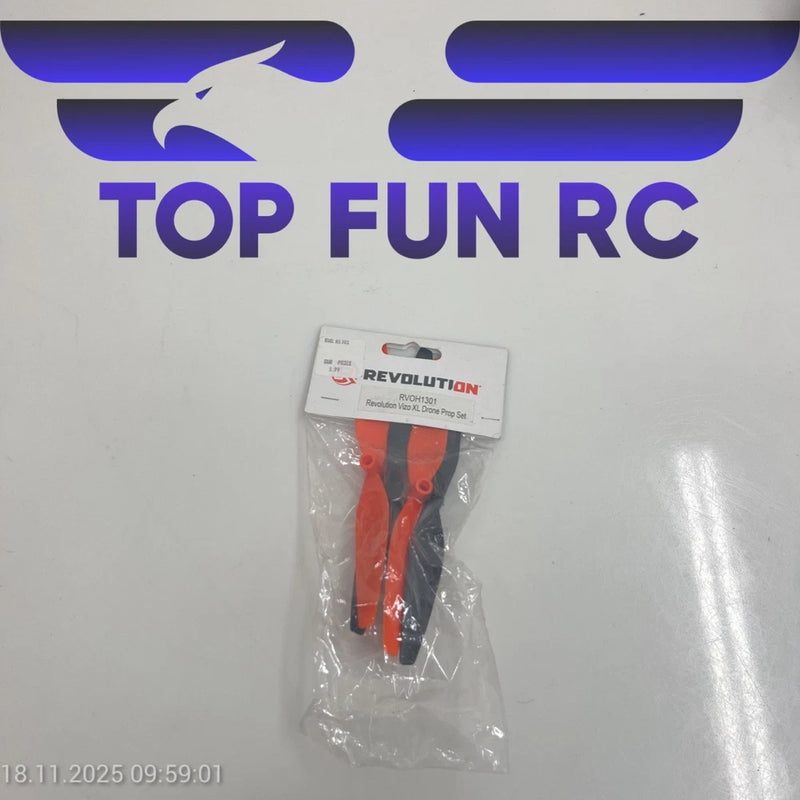 REVOLUTION drone prop set in sealed bag with red prop blades