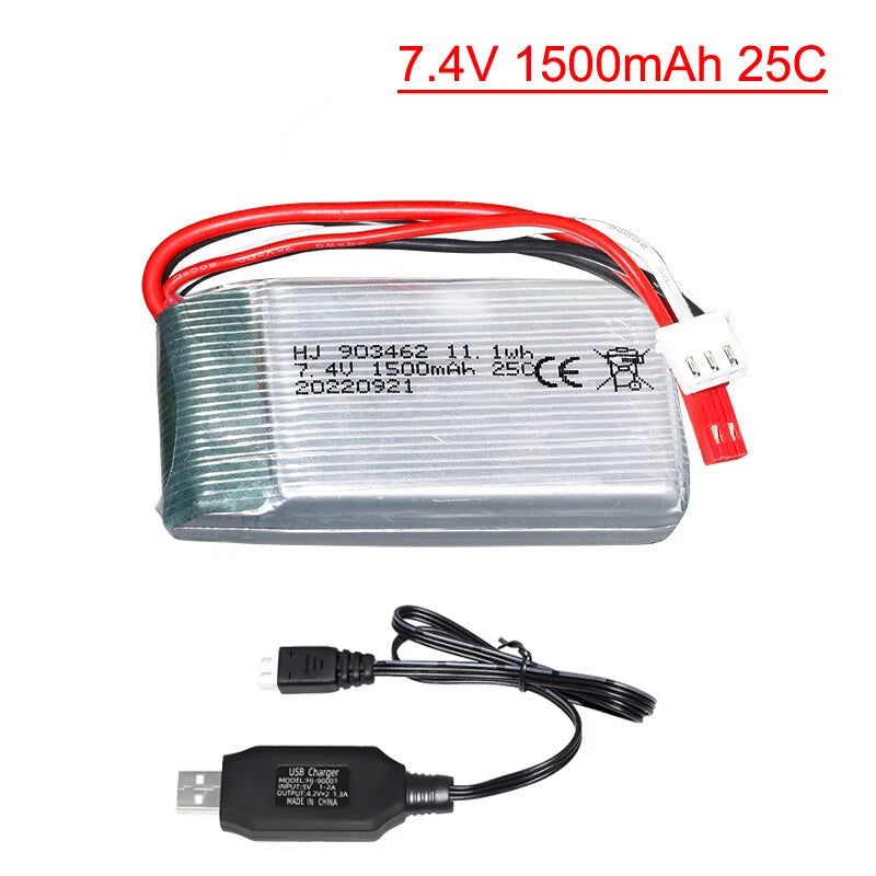 1¡Á 7.4v 1500mah Lipo Battery JST plug For V913 L959 L969 L979 L202 K959 RC Drone