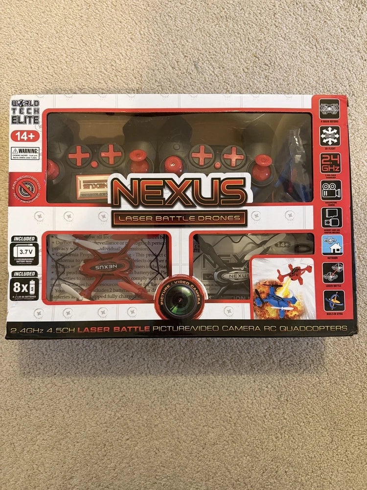 Nexus laser battle drones RC quadcopter set in retail box with camera image