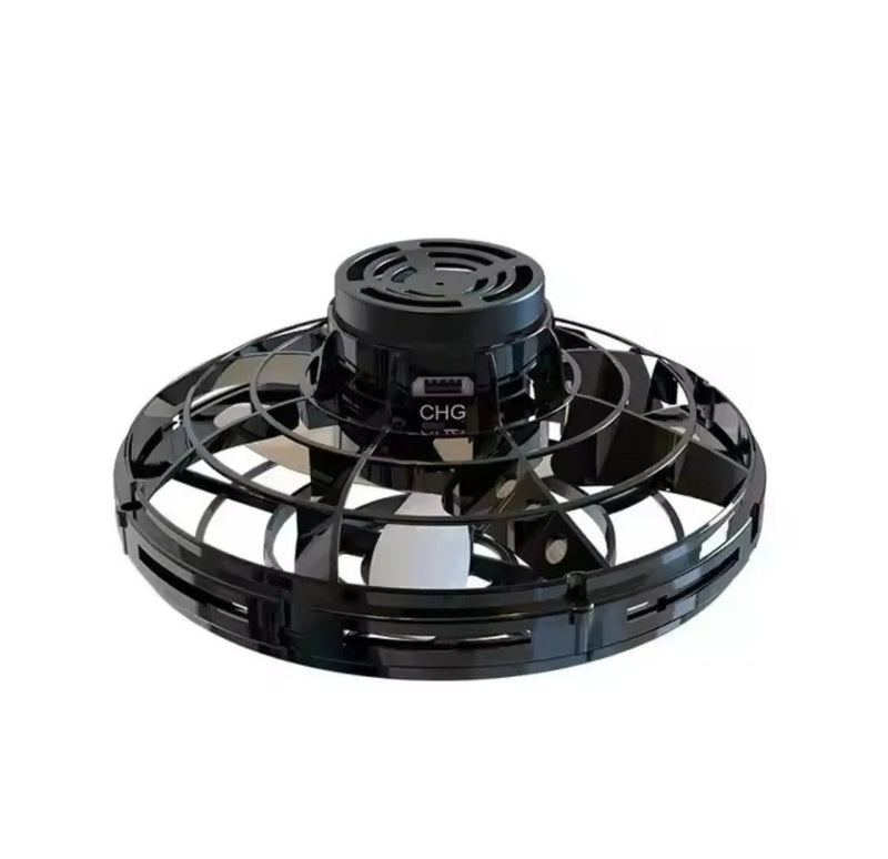 Black mini UFO drone spinner with vented center and CHG label
