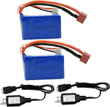 2pcs 7.4V 2S 25C 1500mAh Lipo Battery for Wltoys 144001 A959B 1/18 RC Car A979B