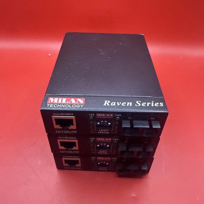 Lot Of 3 Milan Technology Raven Series MIL-RC3113 Media Converter Converter