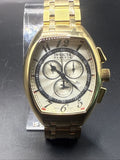 Invicta men's gold-toned tonneau chronograph wristwatch with silver dial and subdials