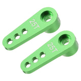 Green aluminum RC steering servo single-arm horn, 2-pack with mounting holes