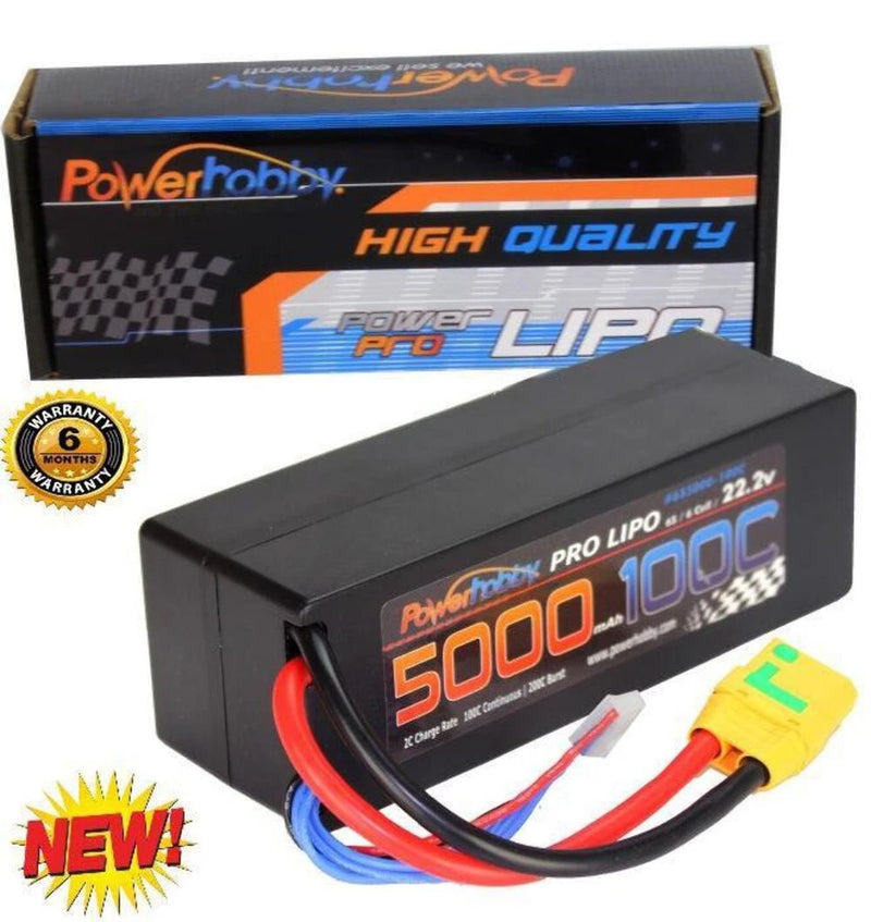 6S 22.2V 5000mAh 100C XT90 Hard Case Lipo Battery Powerhobby PHB6S5000100XT90HC Battery