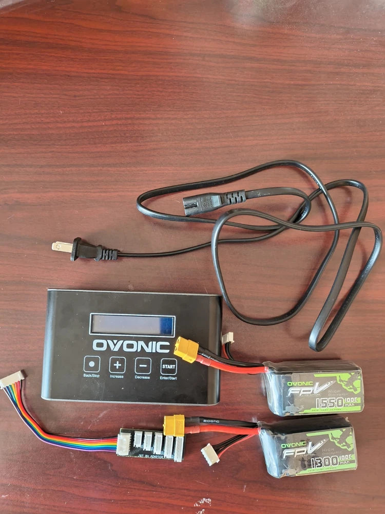 OVONIC AC 100W 10A lipo Charger Smart Bal LCD USBfor LiPo LiHv LiFe NiMH W/2 Bat Battery