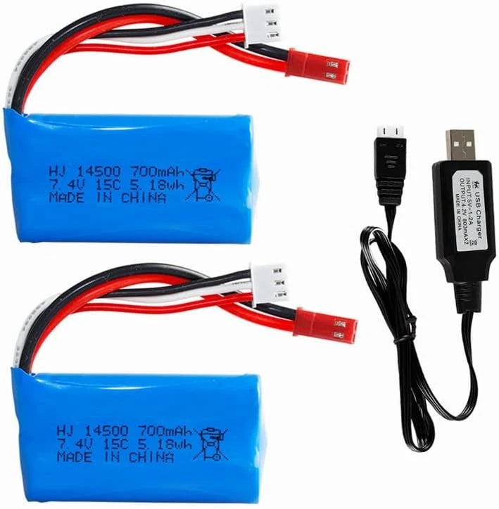 2x 7.4V 700mAh Li-ion Battery for HBX RC Car 18859E 18858 18856 Syma F1 RC Drone