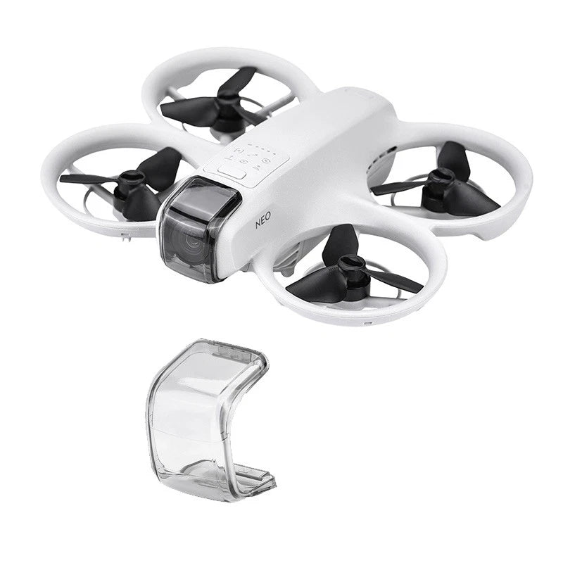 Drone camera lens guard cover cap, clear and white with attachment, for DJI NEO