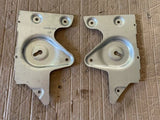 Silver metal shear plate brackets with mounting holes, rear Tesla Model S subframe