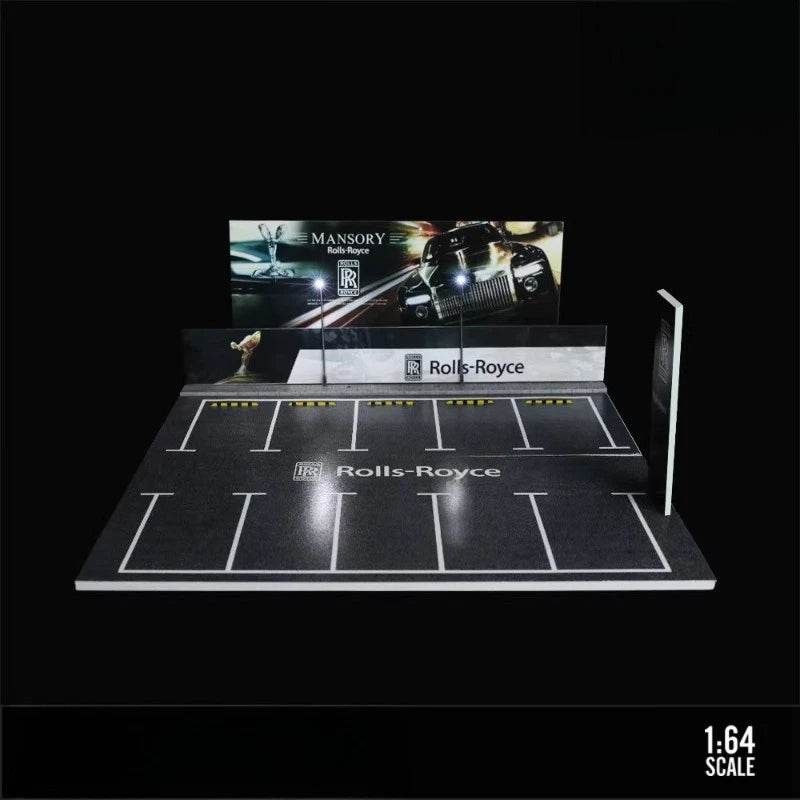 1/64 Diorama Garage Building Model LED Rolls-Royce Lighted Parking Lot Model New