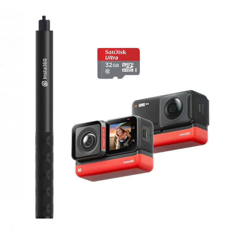 Insta360 ONE RS Twin 4K 360?? Waterproof VR Camera + 32GB SD Card + Selfie Stick