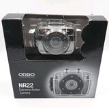 Extreme action camera in clear waterproof case, shown in retail box