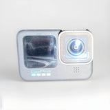 GoPro HERO9 action camera with front lens and gray casing