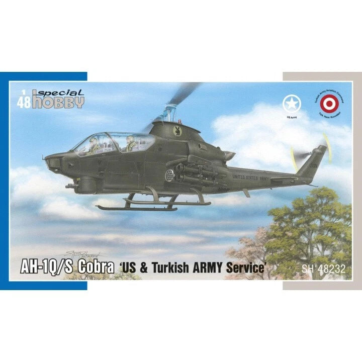 1/48 scale AH-1Q/S Cobra helicopter model kit box with Turkish markings