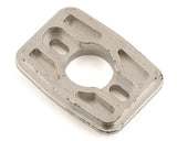 UDI R/C 1/12 motor mount bracket, silver metal plate with circular hole and cutouts