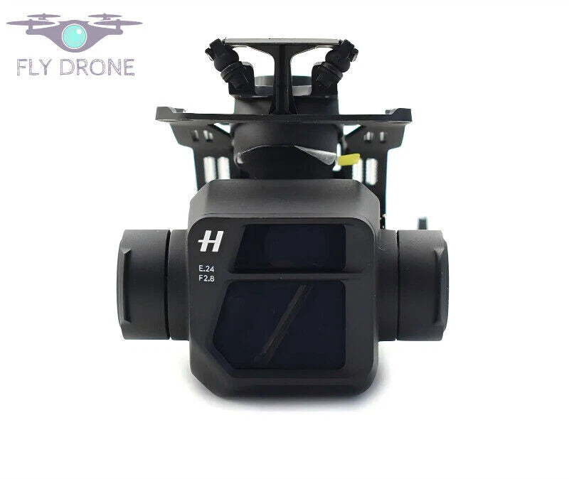 Drone camera gimbal assembly with dual display screens, black and gray