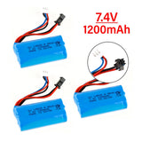 7.4V 1200mAh 14500 Li-ion Battery SM-2P Plug For WPL MN45 D12 D90 RC Cars Boat
