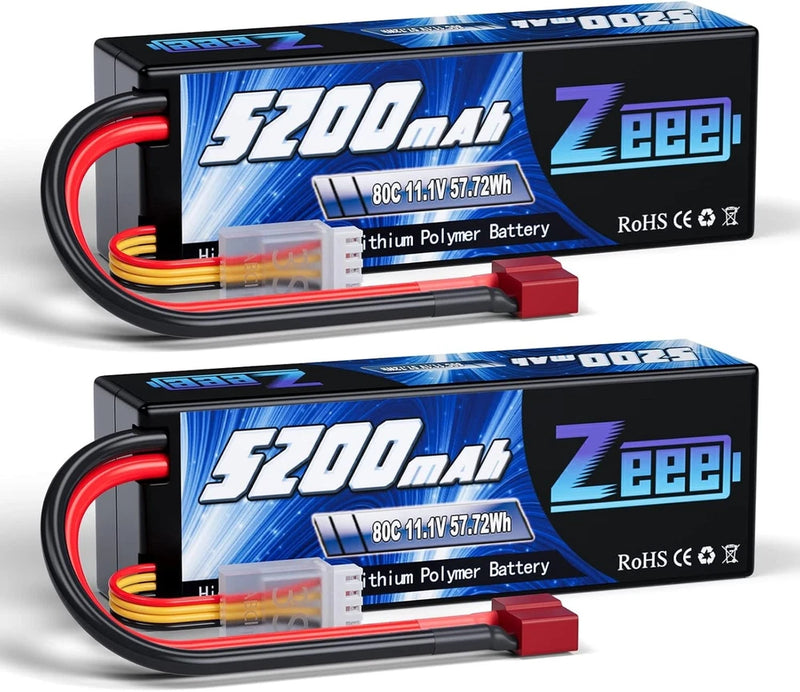 3S 5200mAh Lipo Battery 11.1V 80C Hardcase Battery with T Connector for RC Car