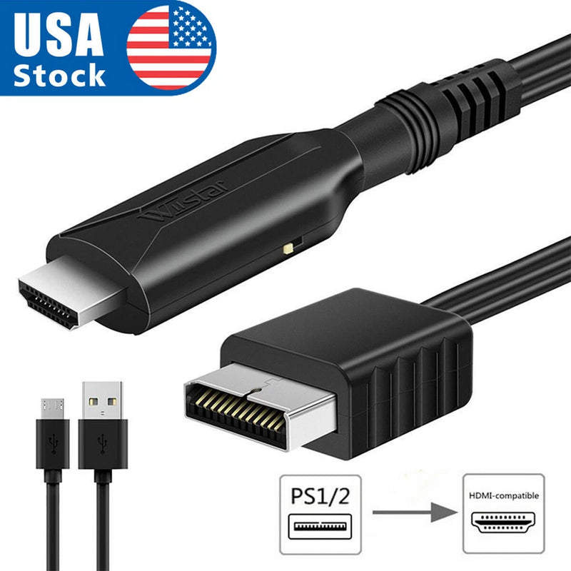 100CM Length for Sony PS1/PS2 to HDMI Adapter Ypbpr, USB Input Port Converter US