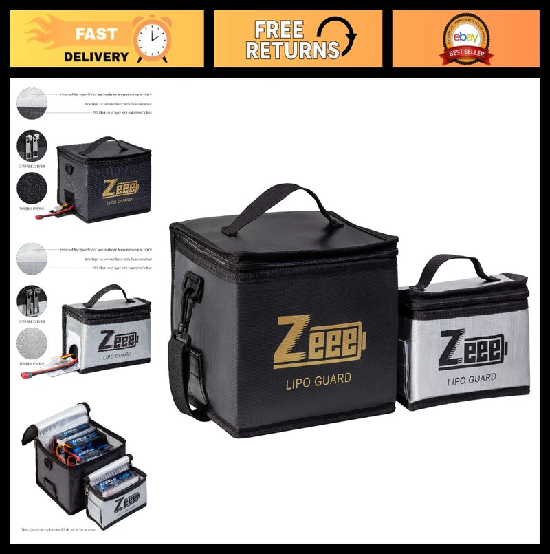 Fireproof Lipo Battery Storage Bag - Explosionproof Safe Pouch for Charging (2 P