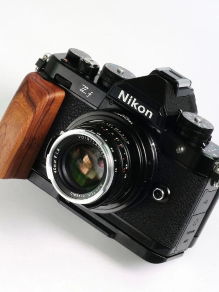 QR L Handle Hand Grip Wood Hanlde + Alloy Baseplate For Nikon ZF Camera Holder