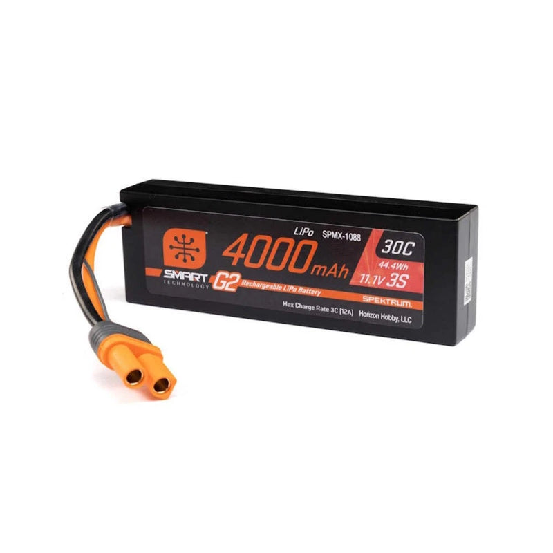 11.1V 4000mAh 3S 30C Smart G2 Hard-Case LiPo, IC5 - Spektrum SPMX-1088 Battery