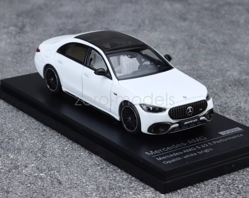 AR 1:64 White  AMG S63 E Performance Sports  Car Model Diecast Display