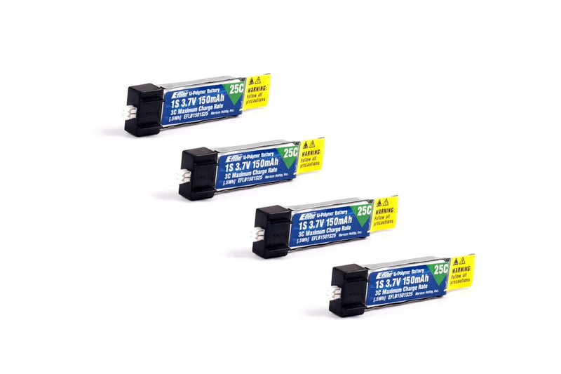Pack of 4 150mah 1s 3.7v 25c Lipo Battery for E-Flite Hobbyzone Sport Cub S Battery